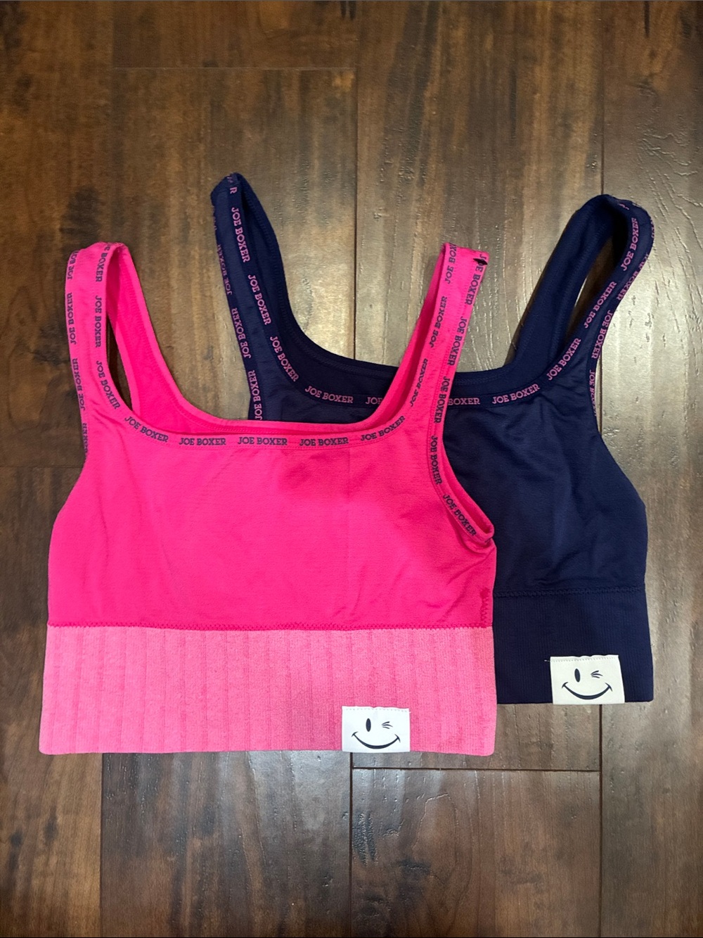 Joe Boxer Bright Pink and Navy Seamless Sports Bra Duo Lot of 2